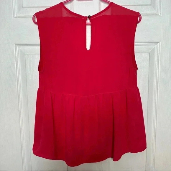 Forever 21 Blouse Sleeveless Semi-Sheer  Red Size Small - Picture 10 of 16